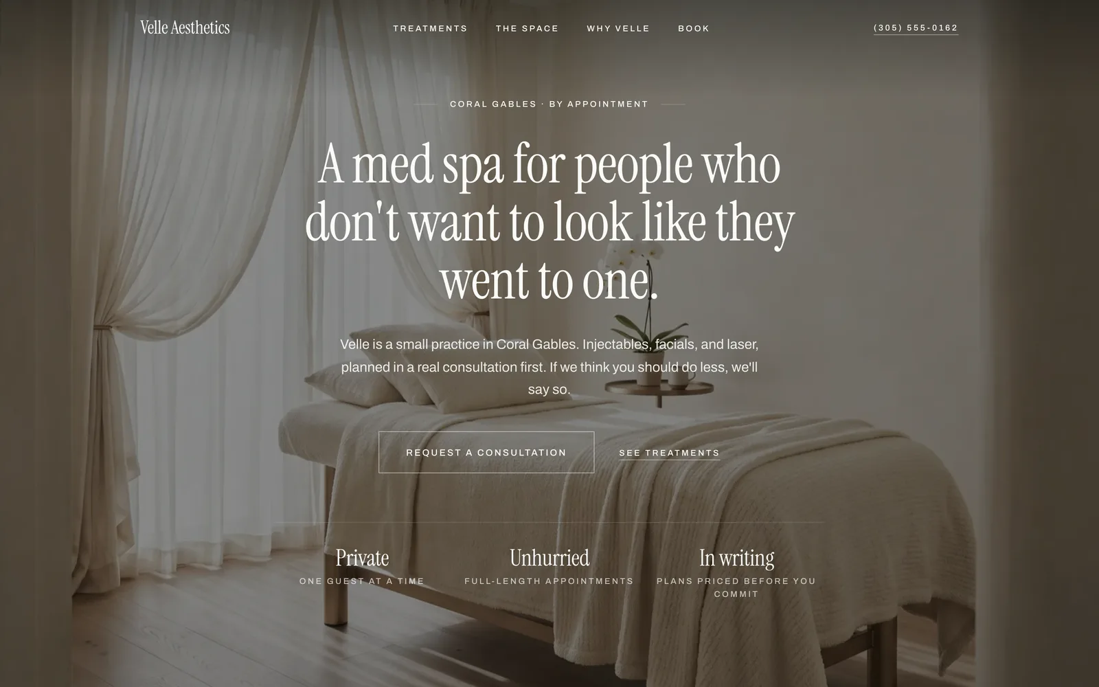 A med spa site I built, on a laptop