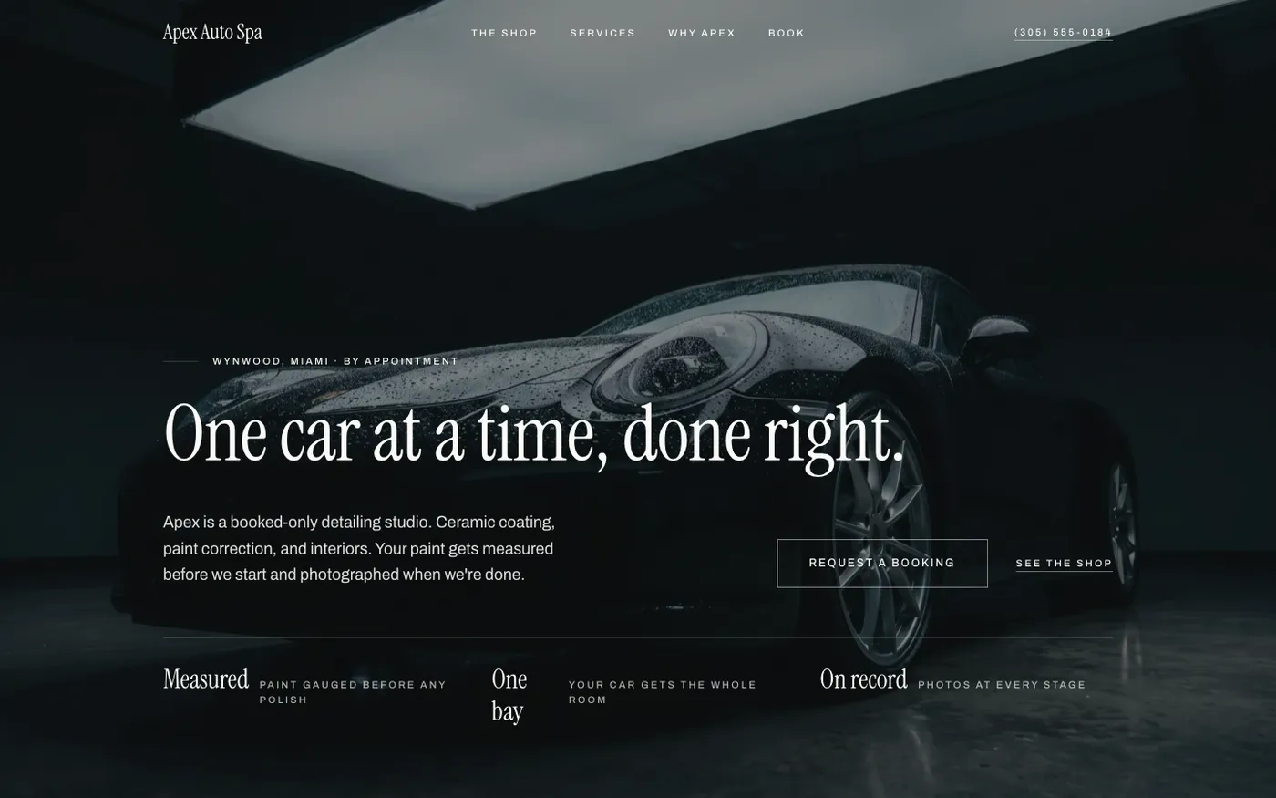 Apex Auto Spa — website design