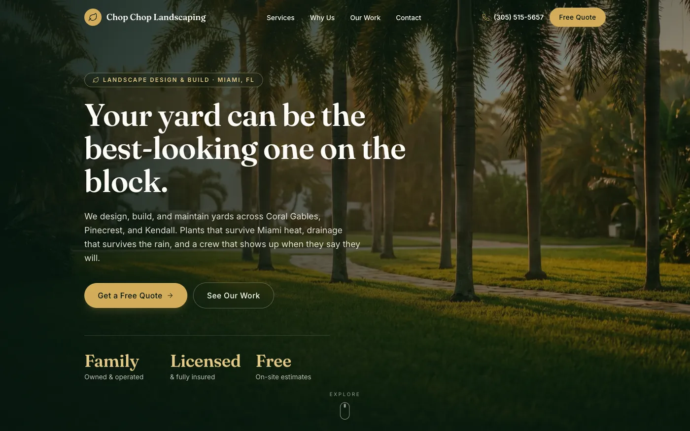 Chop Chop Landscaping — website design
