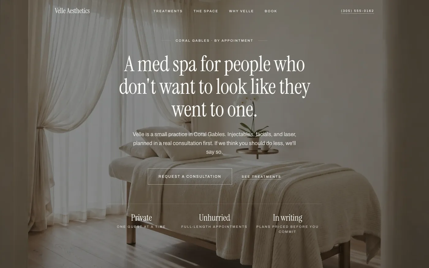 Velle Aesthetics — website design